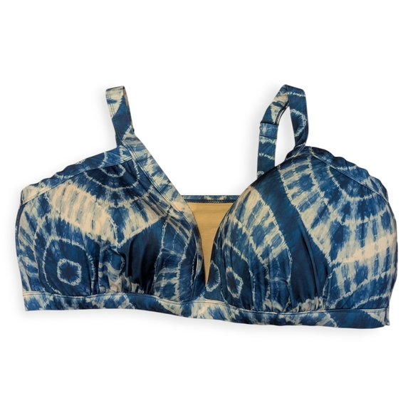 Cacique Plunge Bikini Top Set of 2 Black Blue Size 28 - Picture 9 of 12